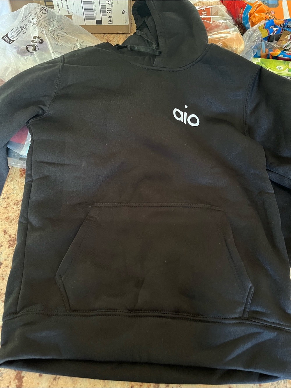 aio Black Logo Hoodie - Minimalist Pullover